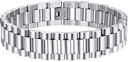 U7 Klassische Herren Armband Silber Edelstahl Gliederarmband Armkette einfach verstellbar Armband 22cm Herrenarmband Cuban Link Chain Bracelets Armschmuck Accessoire Modeschmuck für Weihnacht