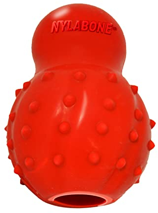 Nylabone 984654 Füllbares Naturkautschuk-Kauspielzeug für Hunde, mit Speckgeschmack, interaktives Kauspielzeug, Jagen & Holen, geeignet für kleine Hunde (bis 11 kg), S