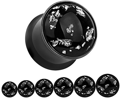 KUBOOZ(1 Pair Simple Black Gold-foil Ear Plugs Tunnels Gauges Stretcher Piercings 2g