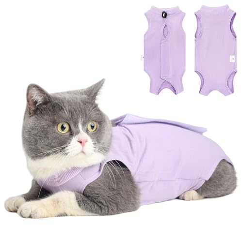 Cat Recovery Suit for Abdominal Wounds or Skin Diseases, Cat Onesie for Cats After Surgery Female Kitten Recovery Suit, Breathable E-Collar Alternative for Cats After Spay Anti Licking Wounds