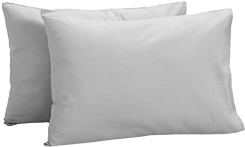 Kopfkissenbezug 40x60 Kinder - 2er Pack 100% Baumwolle Kissenbezug mit Umschlagverschluss - Baby Kleinkind kopfkissen bezüge für Kinderwagen, Kinderbettwäsche, Deko Kinderzimmer, Geschenke, Grau