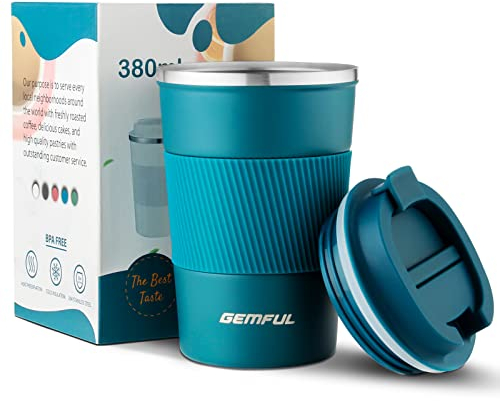 GEMFUL Vaso Termico Cafe para Llevar sin BPA Acero Inoxidable Taza de café y Té a Prueba de Fugas 380ml 510ml