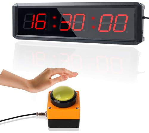 SMAHEAT Fitness Timer with Stopwatch Button, Suitable for School/exam/Home Exercise/Gym/Gym SMAHEAT Electronic Fitness Timer (1.5 inch six-Digit All-red)