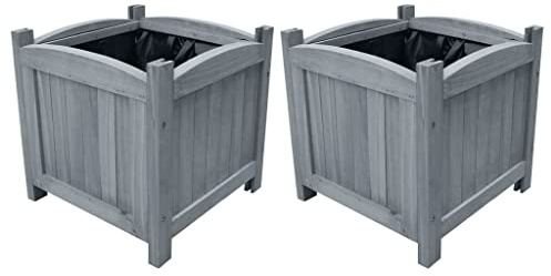 Lot de 2 parterres surélevés de jardin, lits surélevés d'extérieur, pots de fleurs, légumes, fruits, herbes pour extérieur, terrasse, jardin, 30 x 30 x 30 cm Bois massif sapin