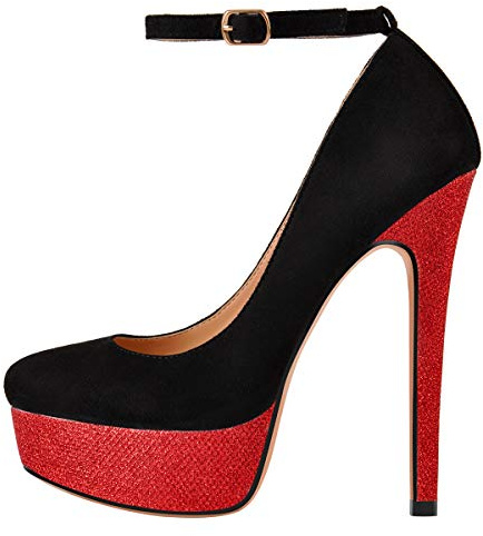 Only maker Mary Jane Pumps - Tacchi a spillo da donna con tacco alto, Bicolore rosso, 43 EU