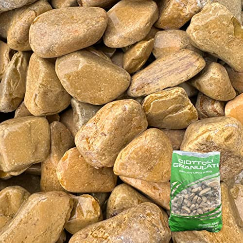 Sassi Colorati Ciottoli Giallo Siena Decorativi per Giardino 25-40mm Riempimento Vasi e Aiuole Confezione 25kg