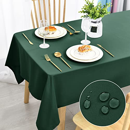 DWCN Grün Tischdecke Fleckschutz Abwaschbar Tischwäsche Wasserdicht Tischtuch für Esszimmer, Garten, Party, Hochzeiten oder Haushalt,140x200cm