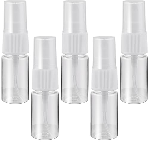 Sibba 5Pcs Spray Bottles, 10ML Mini Travel Spray Bottles, Refillable Fine Mist Sprayer Bottle, Transparent Plastic Atomiser for Essential Oil, Cosmetic, Perfume