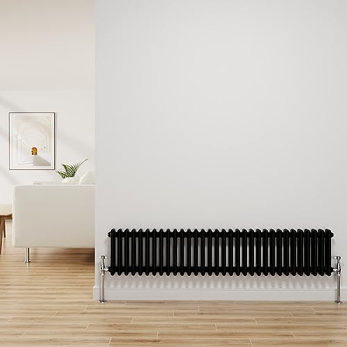 NRG Traditional Radiator Black Cast Iron 2 Column Horizontal Central Heating Bathroom Radiators 300x1460mm