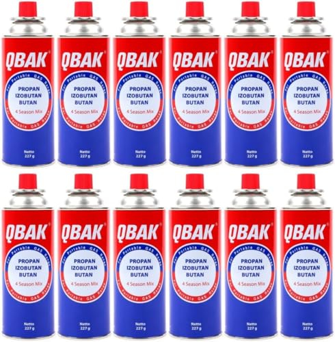 DISPAU QBak - Pack de 2 Cartuchos de Gas Butano Recambio de Gas Propano Portable Gas Butano Compatible para Cocina Portátil, Hornillo, Soplete Soldador, Camping B-250 227gr