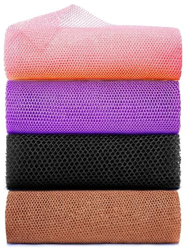 Xianzander 4 Pcs African Net Sponge - Exfoliating Body Scrubber for Skin Smoother Daily Use (Pink, Purple, Black, Brown)