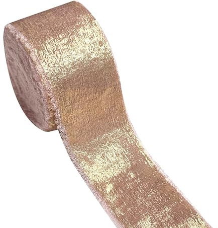 Pink Chiffon Ribbon, 1.57in Width Shimmery Pink Frayed Silk Satin Ribbon for Gift Wrapping Wedding Invitations Bridal Bouquets Home Decor DIY Bows Crafts, 10 Yards