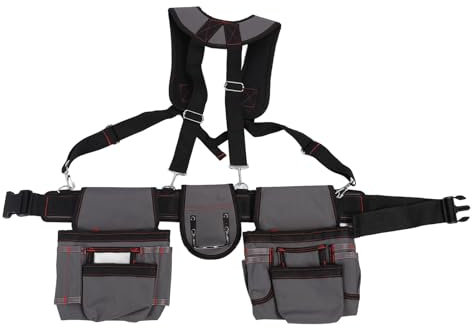 Ceinture à outils pour homme, tissu Oxford 600D, poches à outils de menuiserie, bretelles réglables, organisateur de rangement de la taille pour les constructeurs, les ouvriers du bâtiment