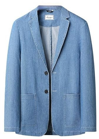 LIUYUYOUGO Giacca Uomo Casual Blazer da Uomo Elegante Casual Giacca da Abito in Denim Taglie Forti Blazer in Denim di Cotone Cappotti Due Bottoni Leggeri Cappotti Sportivi Morbidi E Comodi Jeans Lav