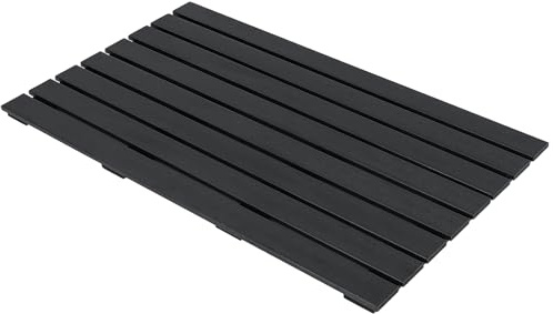 COSTWAY Golvelement för soldusch, WPC-golvplatta för trädgårdsdusch, pooltrappa, pool, halkfri, 100 x 60 x 2,5 cm, svart