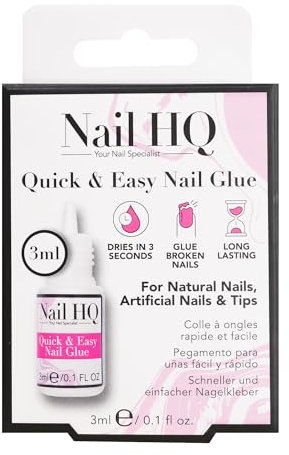 Nail HQ Super Stong Nail Glue 3ml - Fast Drying, Strong Bond, Precision Tip, Long Lasting, Travel-Friendly