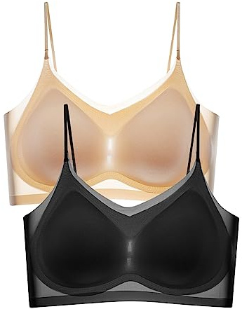 2 Pièces Ultra-Thin Ice Silk Lifting Bra, Soutien-Gorge sans Couture Ultra-Fin en Soie Glacée, Soutien-Gorge de Sport en Soie Fine pour Femmes avec Coussin Amovible pour Respirant,2PC