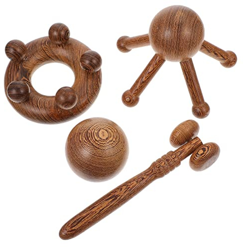 VALICLUD 4piezas Masajeador de Cabeza Accesorios de Madera para Masaje Facial y Corporal para Relajación Casa o Spa