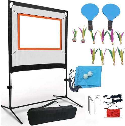 All-in-One Portable Paddle Game Set with Net – Combines Pickleball, Badminton & Pingpong, Easy Setup for Backyard, Park, Beach, Indoor & Outdoor Fun