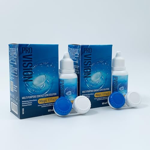 Pro-Vision-Multi Purpose Contact Lens Solution, All-in-One Cleaner with Lens Case, Advanced Formula Lens Cleaner, Cleans & Moisturizes Soft & Silicon Hydrogel Lenses (60ml/2 Fl Oz-2Pack)