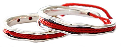Helen de Lété romantique Rouge Filetage Argent sterling 925 ouvrir Bague 2 pcs Ensemble de bagues de couple