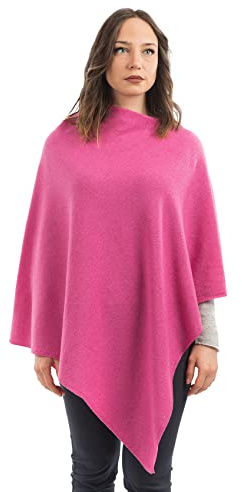 DALLE PIANE CASHMERE Poncho Donna Misto Cashmere Lana - Fuxia
