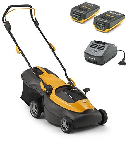 Stiga Battery-Powered Lawnmower COLLECTOR 140 AE Kit, Cutting Width 38 cm, 20 V ePower Battery (2 x 4 Ah), 550 W, Up to 350 m², 2 Batteries and Charger Included