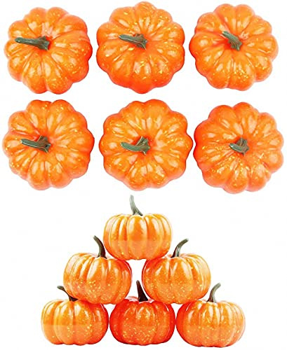 Ulalaza 12 PCS Calabazas Artificiales para Decoración Mini Calabazas Falsas Calabazas Verduras Artificiales para Guirnalda de Otoño Decoraciones de Acción de Gracias de Halloween