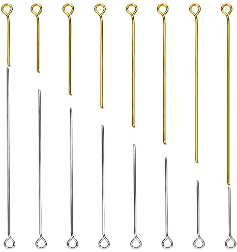TOAOB 800 Stück Eye Pins Silber und Gold Metall Kettelstifte Nietstifte mit Öse Gemischte Größe für Ohrring Schmuckherstellung