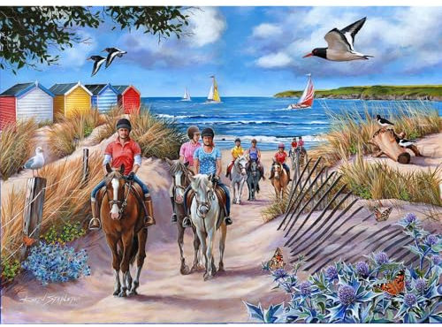 The House of Puzzles - Sea Horses Jigsaw - Big 500 Piece Jigsaws For Adults, Extra Large Pieces, Artist Illustrated, Scenic Landscape, Deluxe Puzzle Gifts