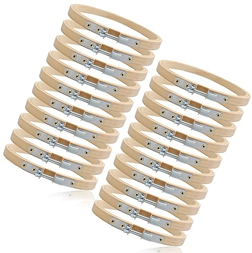 20 Stück 15cm Stickrahmen Bambus-Kreis Runder Aus Holz Stickerei Kreuzstich Set Einstellbar Nähen Ring Für DIY Kunst Handwerk Handliches Nähen 6 Zoll