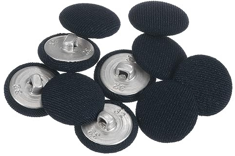 HARFINGTON 10pcs 32L Fabric Cloth Covered Button 20mm Metal Shank Round Sewing Buttons for Suits Dress Blouses, Navy Blue