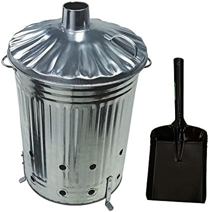 GARD N TOOL 90 Litre 90L Extra Large Galvanised Metal Incinerator Recycle Garden Rubbish Fire Burning Binwith FREE SHOVE