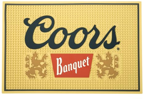 Coors Banquet Bar Mats for Countertop - 18x12 inches, Non-Slip Rubber Backing, Home Bar Coffee Maker Compatible