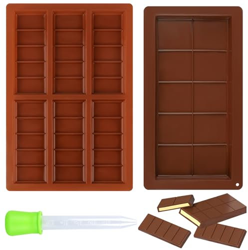 JIANGZHIB Schokoladenform Silikon Tief Schokoladentafel Form, 2 Stück Silikonform Schokolade, Lebensmittelqualität Schokoladenform Extra Tief Schokoladenform für Schokolade Praline Süßigkeiten Backen