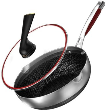 Non Stick Stekpanna Induktionsstekpanna med handtag i rostfritt stål, Non Stick Pan for Induktionshäll, Giftfri stekpanna 24cm 28cm