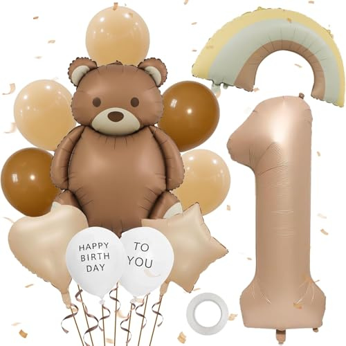 13 Pezzi Palloncini Decorazione Compleanno Orso 1 Anno palloncini Orso decorazione Compleanno 1 Anno Palloncino Foil Gonfiabili Pallone per Anniversario