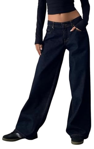 Onsoyours Jeans Donna Vita Bassa Y2K Gamba Larga Baggy Gamba Dritta Pantaloni Denim Pantaloni Larghi Boyfriends Jean