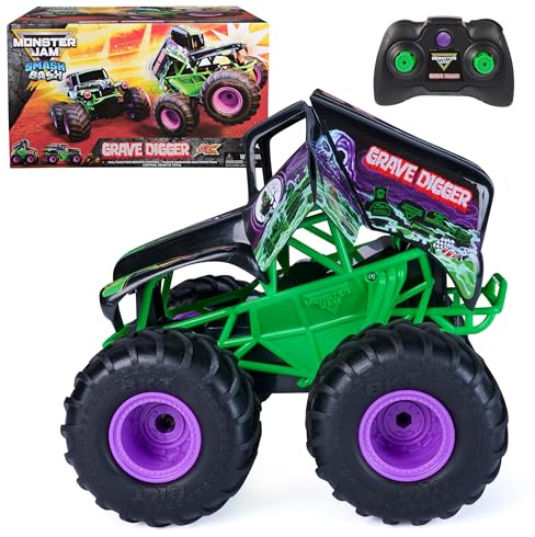 Monster Jam, Official Smash & Bash Grave Digger Remote Control Indoor & Outdoor Vehicle, 1:15 Scale Repairable Monster Truck, Kids Toys for Boy and Girls Ages 4 and up