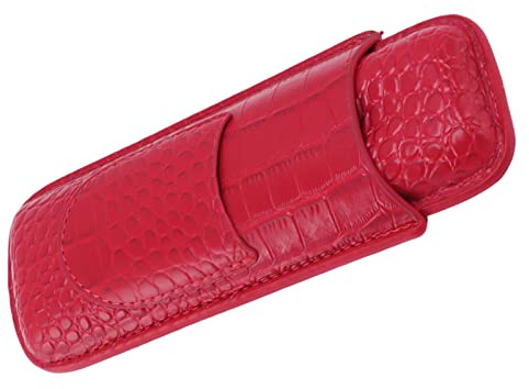 WPKD BLUEIY Cigarrfodral hållare, konstläder brun 3 fingrar cigarr bärväska, bärbar luftfuktare för resor, jubileumsgåvor, 16,5 x 8,9 x 5,6 cm, vintage design