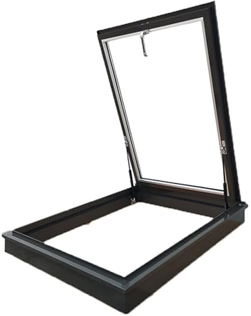 Lucernario Sul Tetto,Finestre Da Tetto Con Uscita,Lucernario In Vetro Temperato,Sfiato Cantina In Alluminio,lucernari Manuali(58 * 78cm/22.8 * 30.7in)