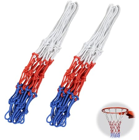 2 Pezzi Rete da Basket, rete canestro basket esterno rimovibile reti da basket di ricambio in Poliestere tricolore dimensioni standard Rete per sport all'aperto e chiuso