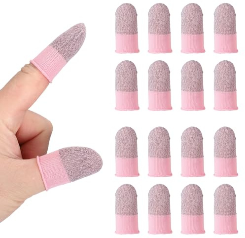PATIKIL Guanti per Dita Controller con Punta in Fibre d'Argento, 16 Pezzi Guanti per Gaming Antisudore Traspiranti per Dispositivi Touchscreen Telefonici, Rosa