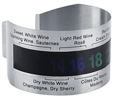 Rengue Termometro per Vino, Display LCD, Lettura Rapida della Temperatura, Intervallo 4-24°C, Portatile, Termometro per Vino da 2,36 Pollici di Diametro, Bracciale in Acciaio Inossidabile, Nan Kitchen