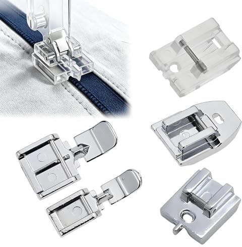 5Pcs Invisible Zipper Foot,Zipper Foot for Sewing Machine,Sewing Machine Foot,Includes Invisible Zipper Foot & Walking Foot,Compatible with Singer,Brother,Janome Other Low Shank Machines