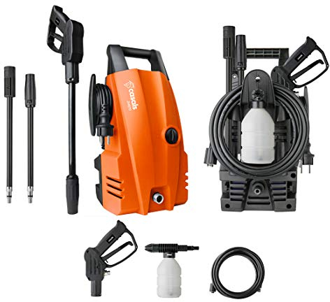 CASALS - Hidrolimpiadora de Alta presión 1400 W con caudal de 375 L/H y 105 Bares de presión | Deposito para detergente hidrolimpiadora | Pistola de Agua a presión Ideal para Suelo terraza Exterior