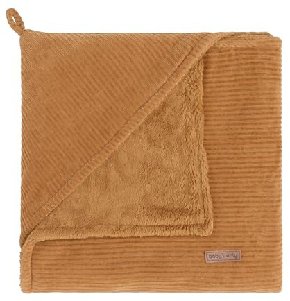 Baby's Only - Baby Kapuzendecke Sense - Einschlagdecke Babyschale - Maxi Cosi Decke - für 5-Punkt-Gurten Autositz - Wickeldecke - Mit Rib Corduroy - 75x75 cm - Caramel