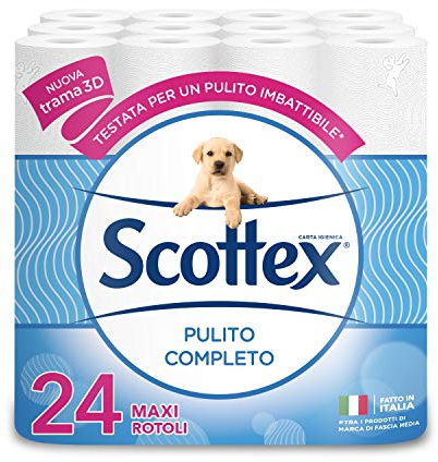 Scottex Carta Igienica, Formato Salvaspazio, Confezione 100% Riciclabile, Fatto in Italia, 24 Rotoli