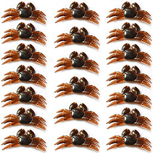 20 pcs Crab Fishing Lure Artificial Silica Gel Lifelike Simulation Fake Bait Fishing Tackle 3D Simulation Freshwater Saltwater (Brown)