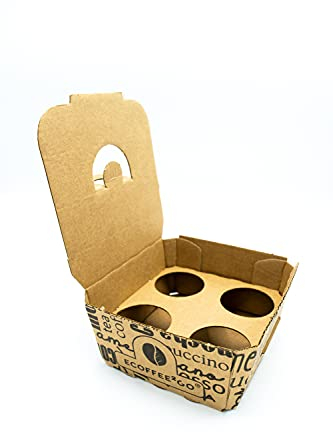 NATURA DENTRO - ECOPACKAGING Porta Bicchieri Asporto Ecoffee2go 4 Posti, 50pz, Porta Caffe Asporto, Compostabili, Ecologici, Bar, Ristorante, Take Away